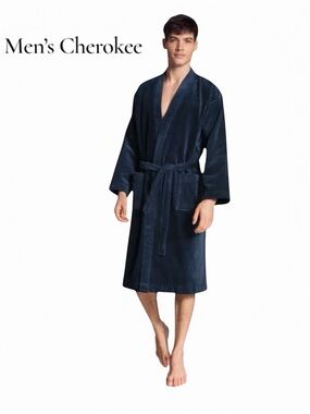 Vtg Cherokee Navy Cotton
Terrycloth Pockets Oversized
Bathrobe Mens Size XL A-24